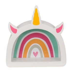 Κουμπαράς - κορνίζα ξύλινος «Rainbow unicorn» Υ18x5xØ17,5εκ.  ΚΟΥΜΠΑΡΑΔΕΣ