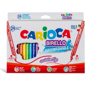 Carioca Birello Double Tip Πλενόμενοι Μαρκαδόροι Ζωγραφικής Λεπτοί με Διπλή Μύτη σε 24 Χρώματα ΜΑΡΚΑΔΟΡΟΙ