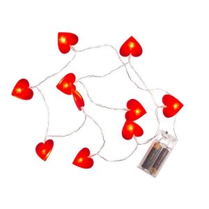 Φωτιζόμενη αλυσίδα από 10 κόκκινες καρδιές LED από τσοχα 4εκ. ΕΙΔΗ   ΒΑΛΕΝΤΙΝΟΥ