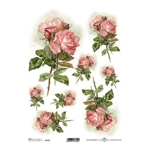 Ριζόχαρτο "pink roses" 21x29εκ. (ITD-R1202)  ΡΙΖΟΧΑΡΤΑ ΓΙΑ ΝΤΕΚΟΥΠΑΖ