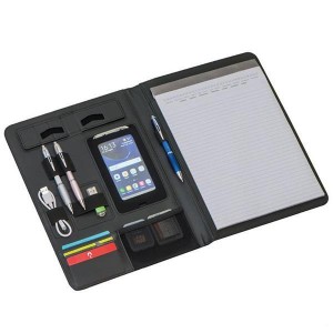 Portfolio A4 με μπλοκ και θήκες για στυλό, κινητό και κάρτες συνθετικού δέρματος μαύρο 24,5x33x1,8εκ ΝΤΟΣΙΕ ΣΕΜΙΝΑΡΙΟΥ - ΠΙΑΣΤΡΑ