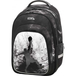 Polo Backpack Teen Age Σχολική Τσάντα Πλάτης Δημοτικού σε Μαύρο χρώμα Μ33 x Π25 x Υ45cm ΤΣΑΝΤΕΣ ΔΗΜΟΤΙΚΟΥ