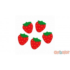 Αυτοκόλλητες Φράουλες υφασμάτινες  3,5 μήκος  18 τεμ. ΔΙΑΚΟΣΜΗΤΙΚΑ
